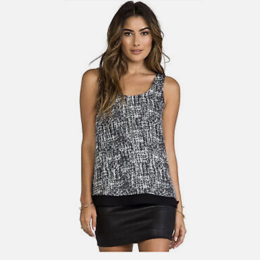 Vince Sleeveless Printed Double Layer Silk Top